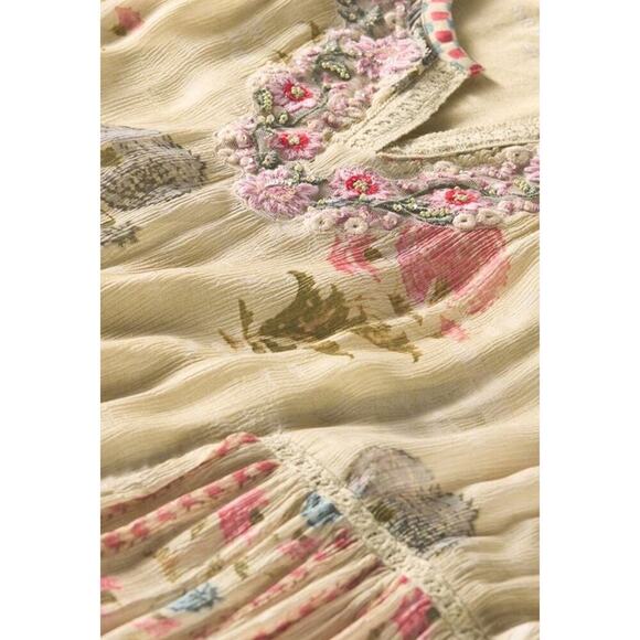 Soft Surroundings Serenata Tunic Top Blouse M Sheer Embroidered Boho Fairy Artsy - Picture 15 of 16